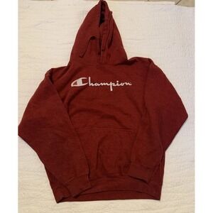Champion Men's Red Logo Pullover Hoodie Size Large Cotton